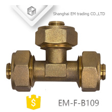 EM-F-B109 Oubliez le raccord en T de compression à 3 voies en laiton